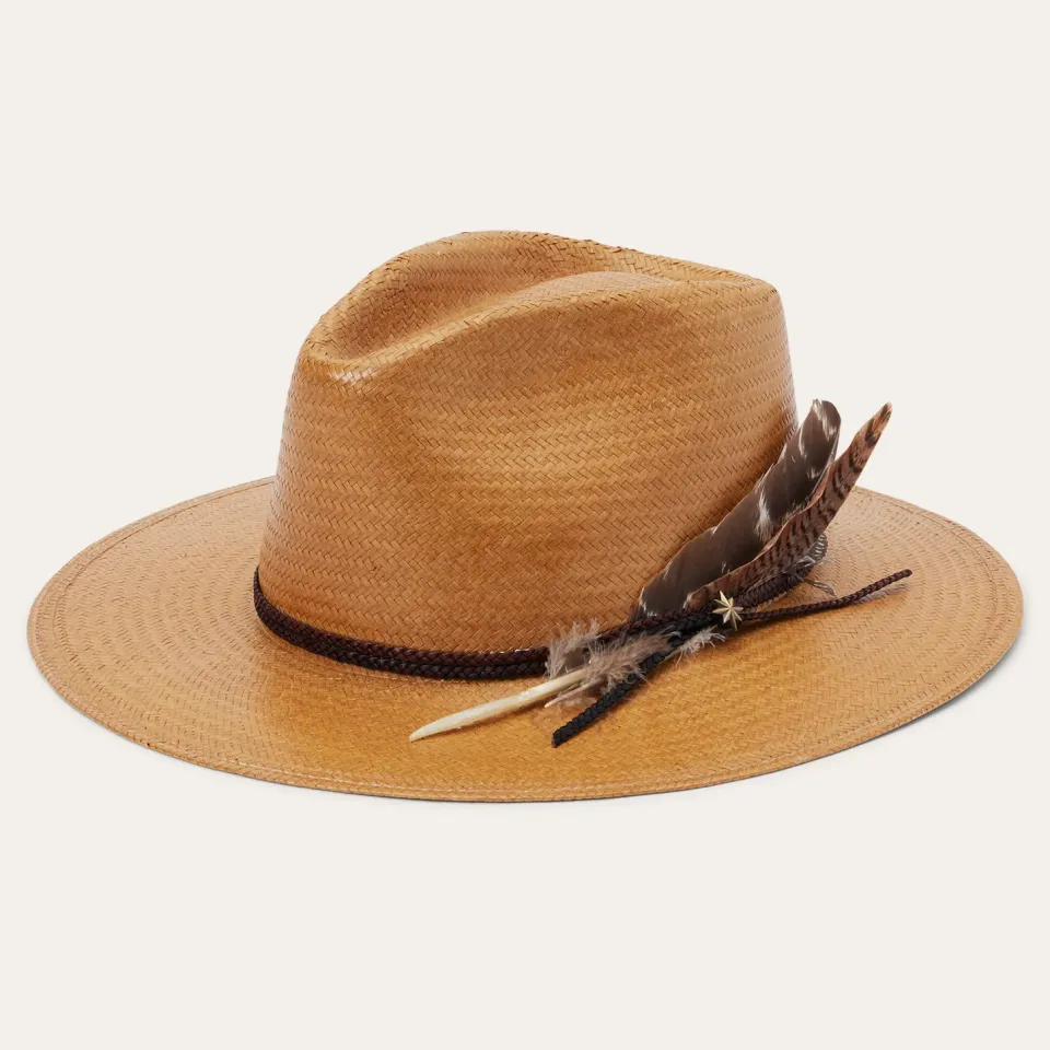 New Stetson Juno Shantung Straw Fedora Sand