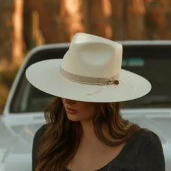 Best Stetson JW Marshall Straw Flat Brim Hat Natural