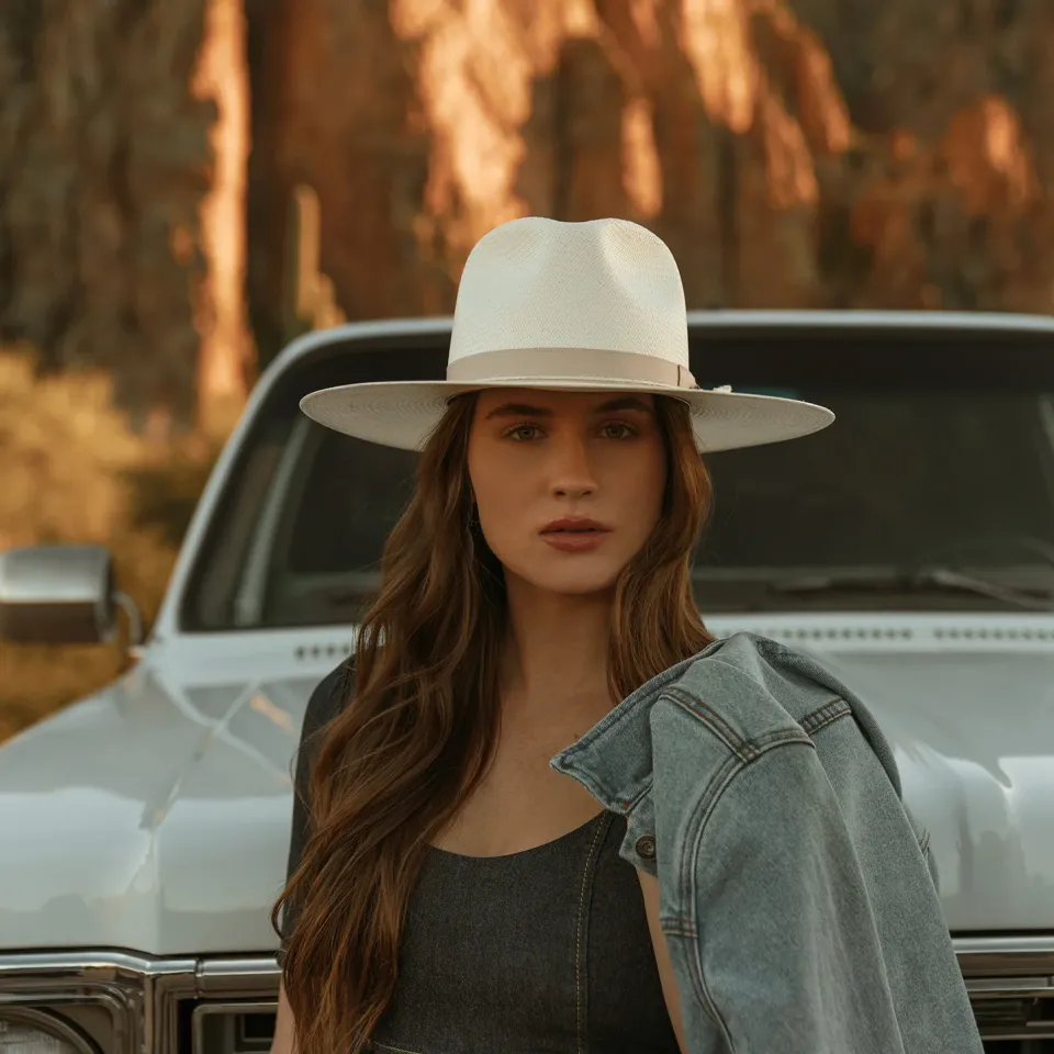 Sale Stetson JW Marshall Straw Flat Brim Hat Natural