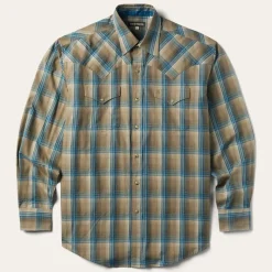 New Stetson Khaki Ombre Plaid Shirt Brown