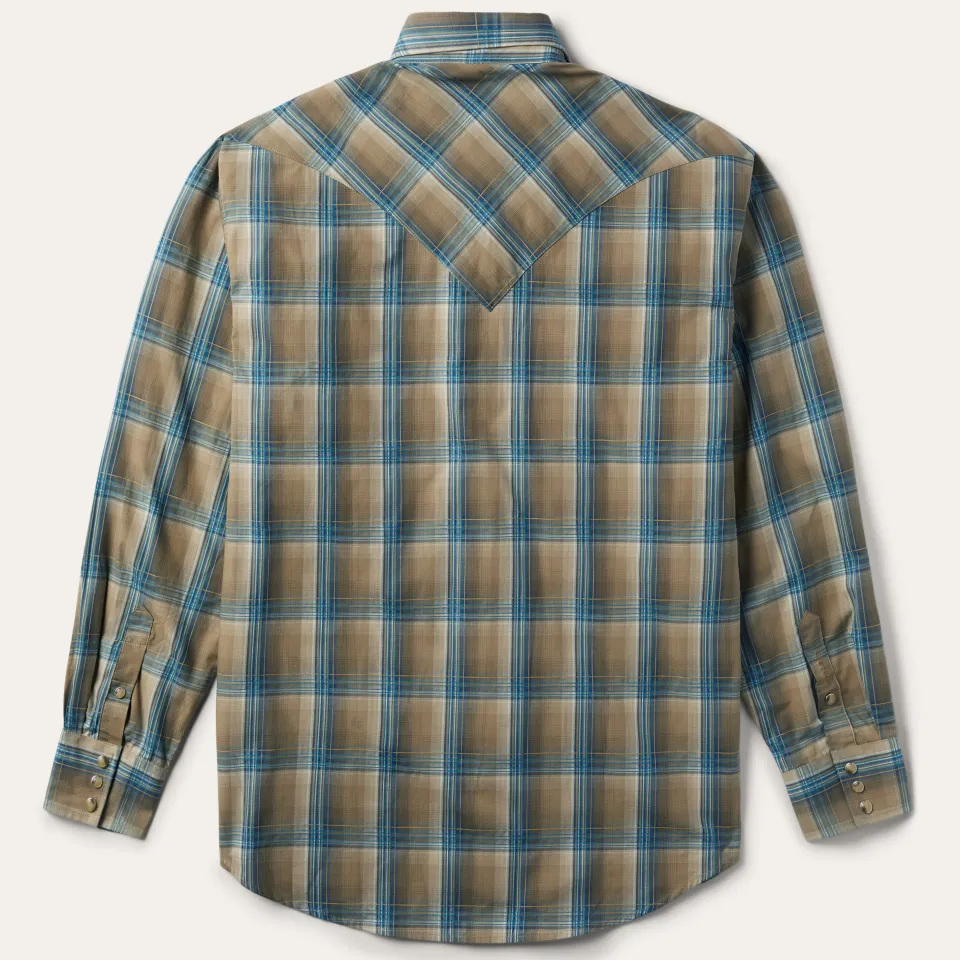 New Stetson Khaki Ombre Plaid Shirt Brown