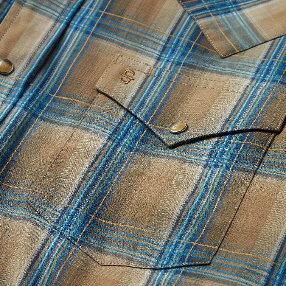 New Stetson Khaki Ombre Plaid Shirt Brown