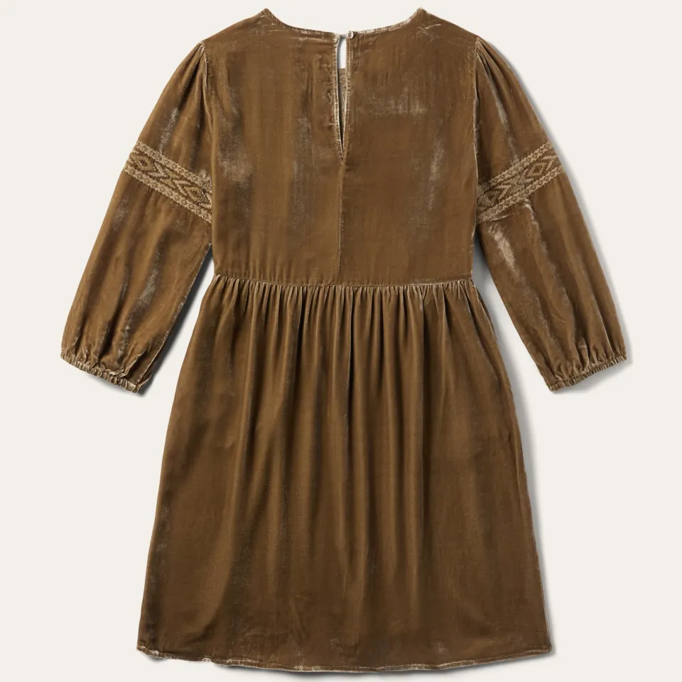 Outlet Stetson Khaki Velvet Babydoll Dress Copper