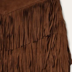 Stetson Lamb Suede Fringe Mini Skirt Brown