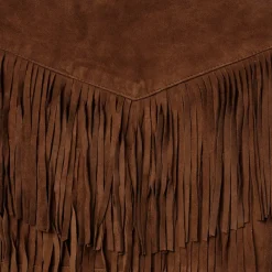 Stetson Lamb Suede Fringe Mini Skirt Brown