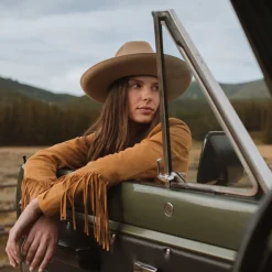 New Stetson Lamb Suede Fringed Jacket Brown