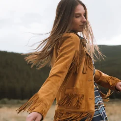 New Stetson Lamb Suede Fringed Jacket Brown