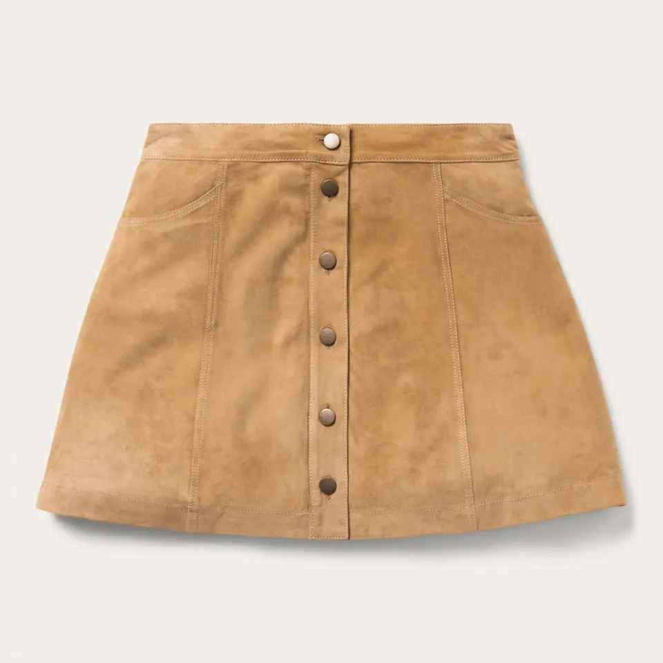 Outlet Stetson Lamb Suede Gored Skirt Brown
