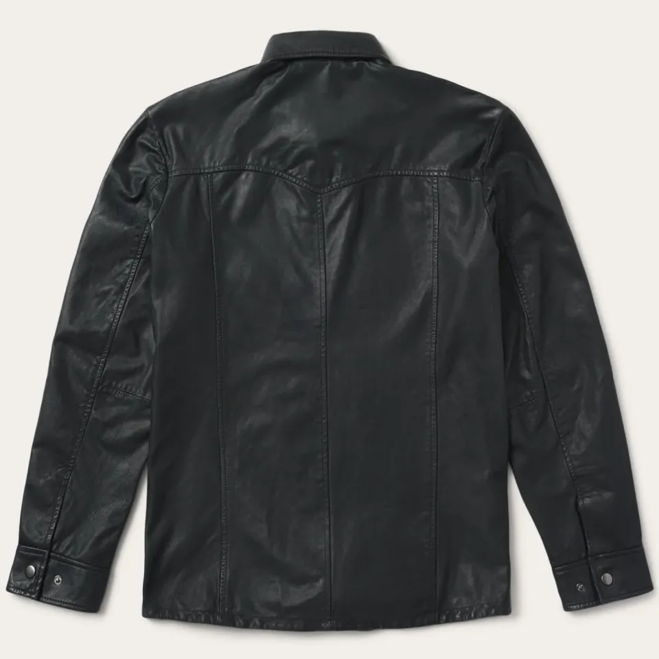 Online Stetson Leather Western Shirt Jacket Black