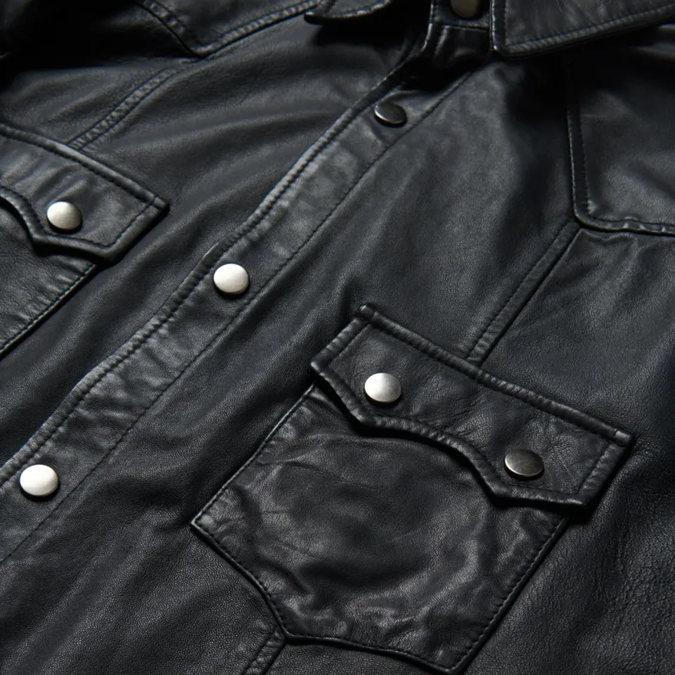 Online Stetson Leather Western Shirt Jacket Black