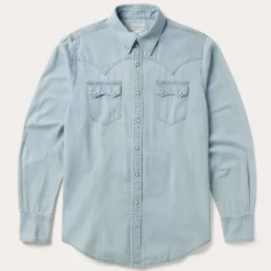 Stetson Light Denim Western Shirt Blue