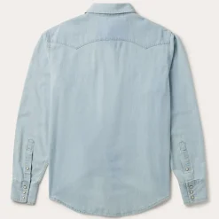 Stetson Light Denim Western Shirt Blue