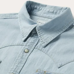 Stetson Light Denim Western Shirt Blue