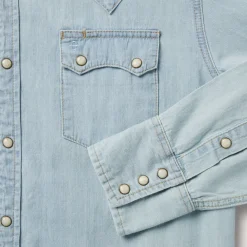 Stetson Light Denim Western Shirt Blue