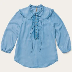 Online Stetson Lightweight Denim Peasant Blouse Blue
