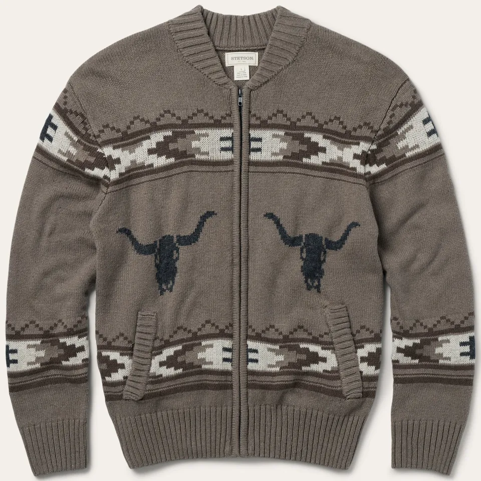 New Stetson Longhorn Cardigan Brown