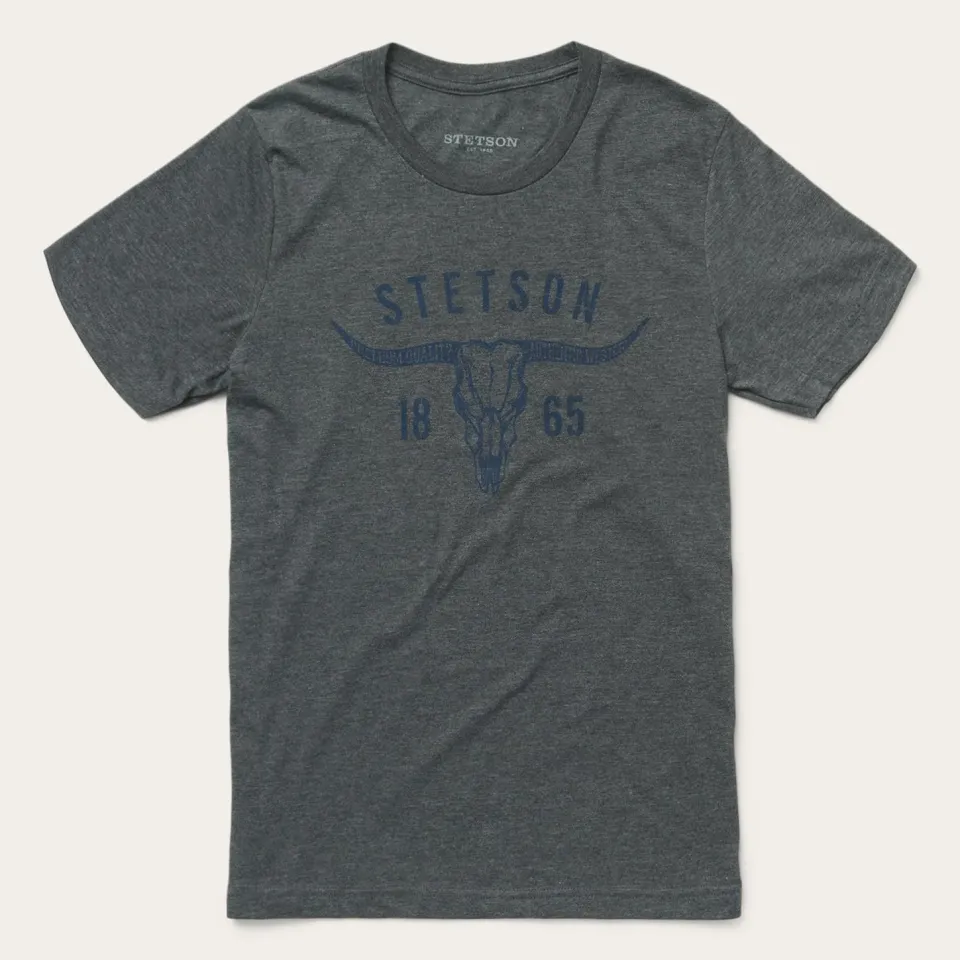 Discount Stetson Longhorn Graphic Tee Grey