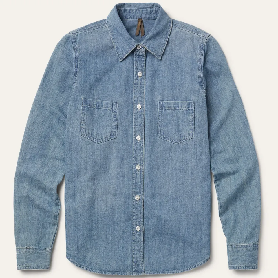 Outlet Stetson Long-Sleeved Denim Shirt Blue