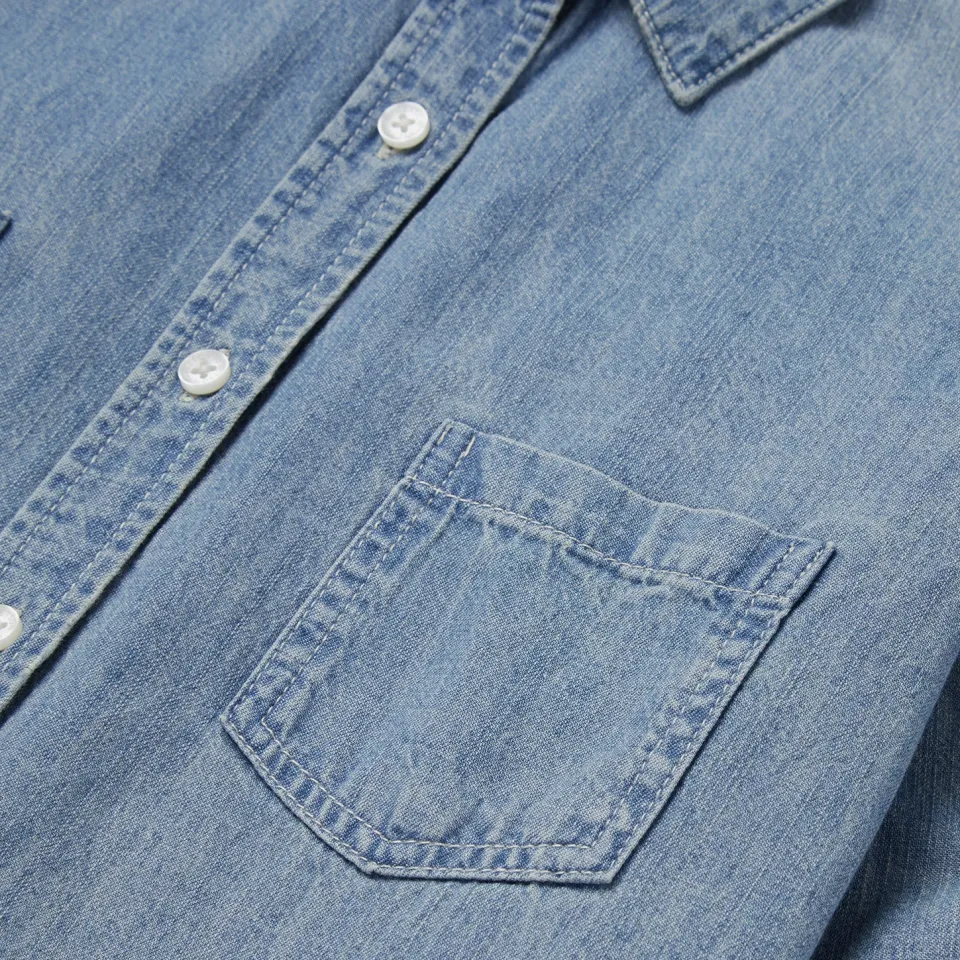 Outlet Stetson Long-Sleeved Denim Shirt Blue