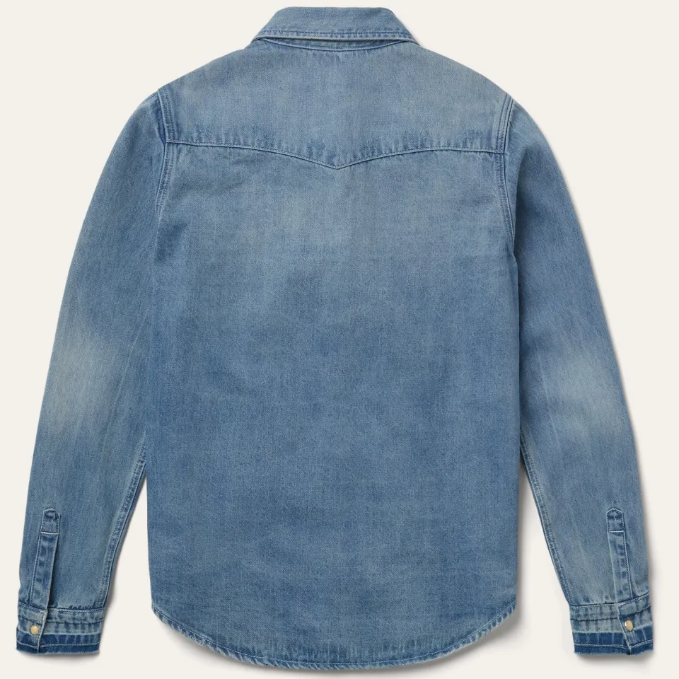 Outlet Stetson Loose Fit Denim Snap-Front Shirt Blue