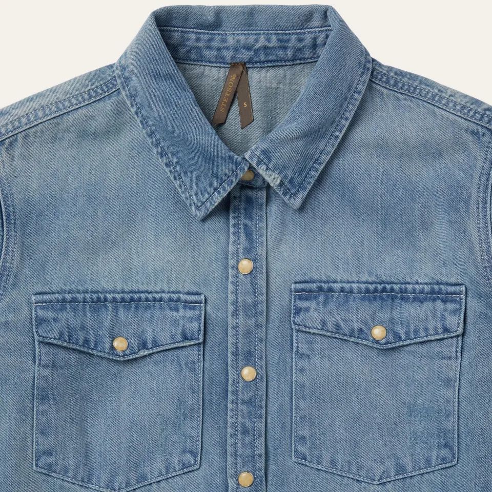 Outlet Stetson Loose Fit Denim Snap-Front Shirt Blue