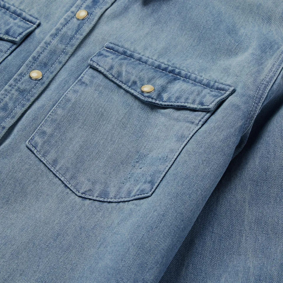 Outlet Stetson Loose Fit Denim Snap-Front Shirt Blue