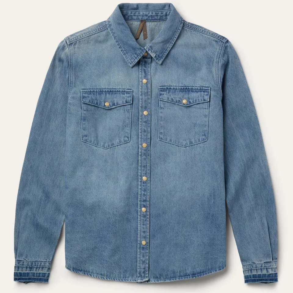 Best Stetson Loose Fit Denim Snap-Front Shirt Blue