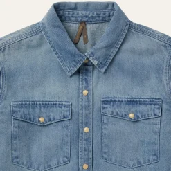 Best Stetson Loose Fit Denim Snap-Front Shirt Blue
