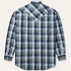 Discount Stetson Lucky Diamond Plaid Western Shirt Green