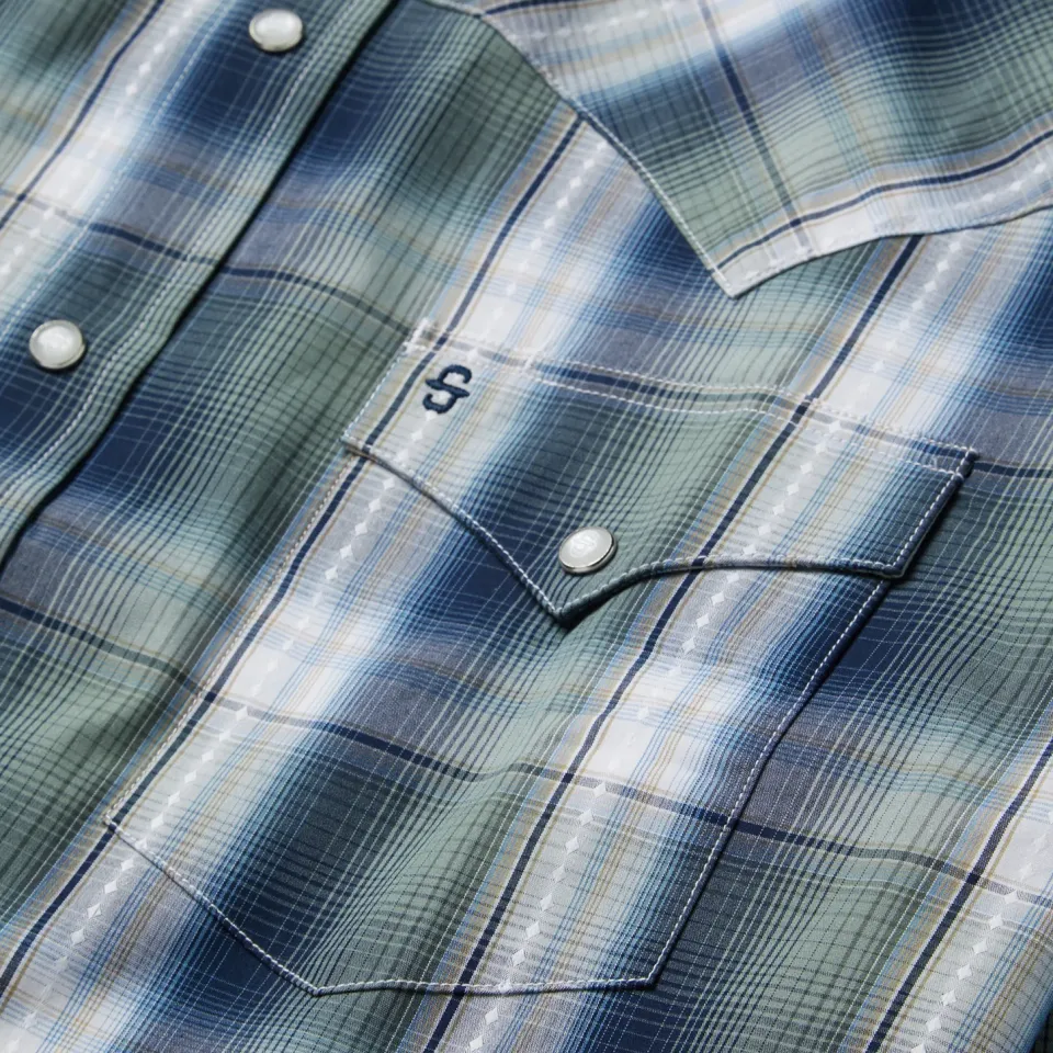 Discount Stetson Lucky Diamond Plaid Western Shirt Green