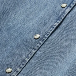 Stetson Lyocell Denim Snap Front Blouse Blue