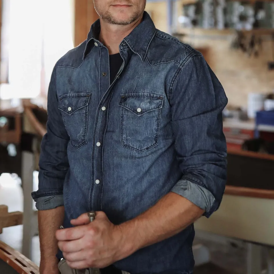 New Stetson Medium Denim Shirt Blue