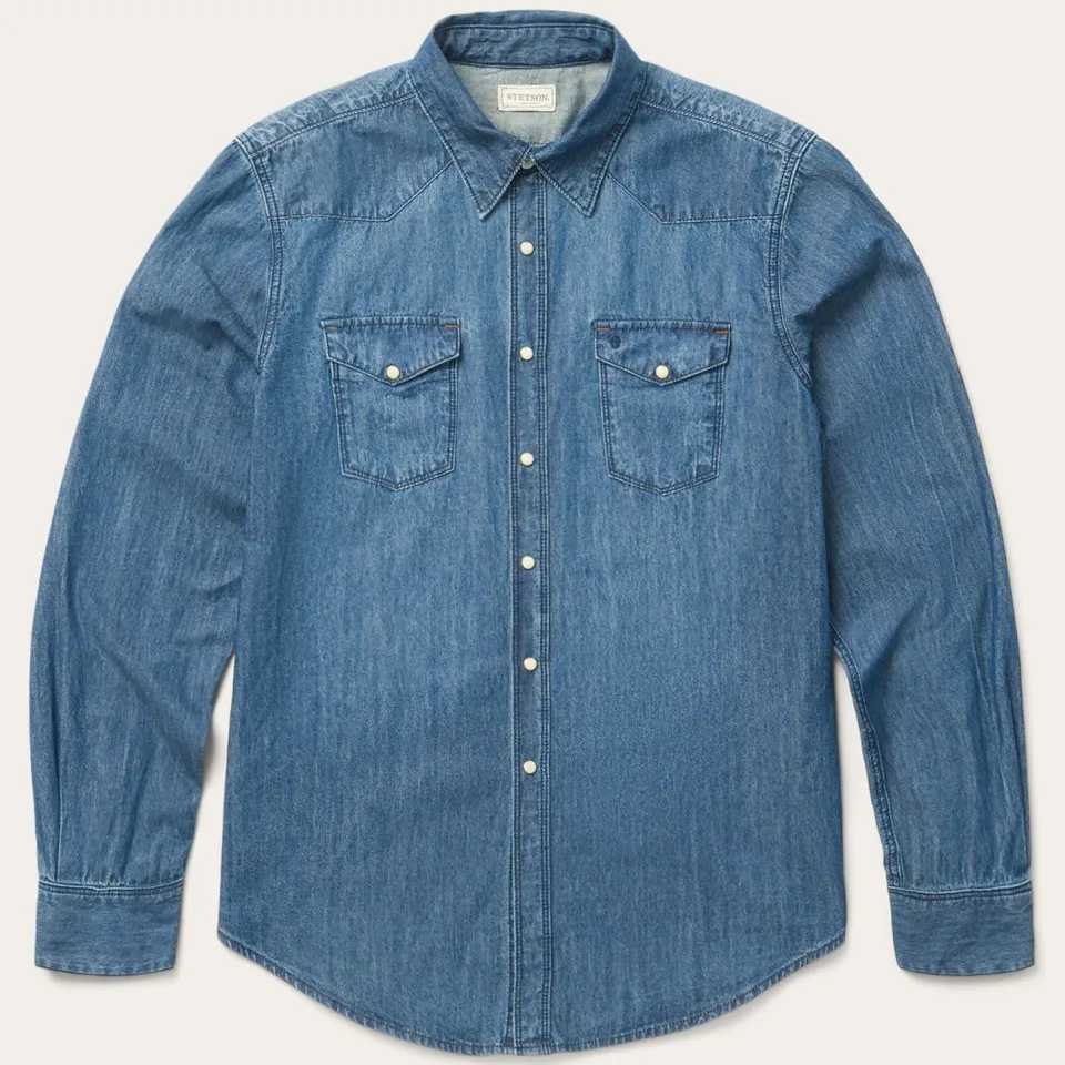 Discount Stetson Medium Denim Shirt Blue