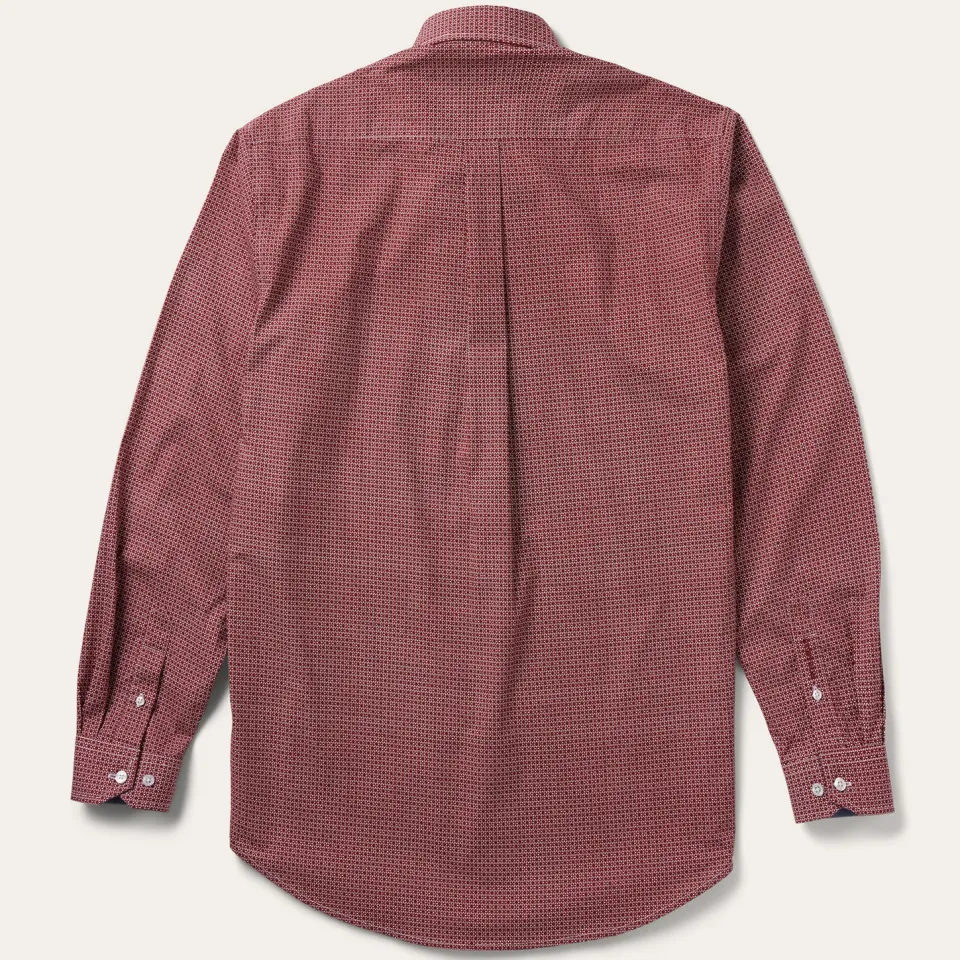 Clearance Stetson Micro Print Button-Front Shirt Red