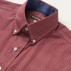 Clearance Stetson Micro Print Button-Front Shirt Red