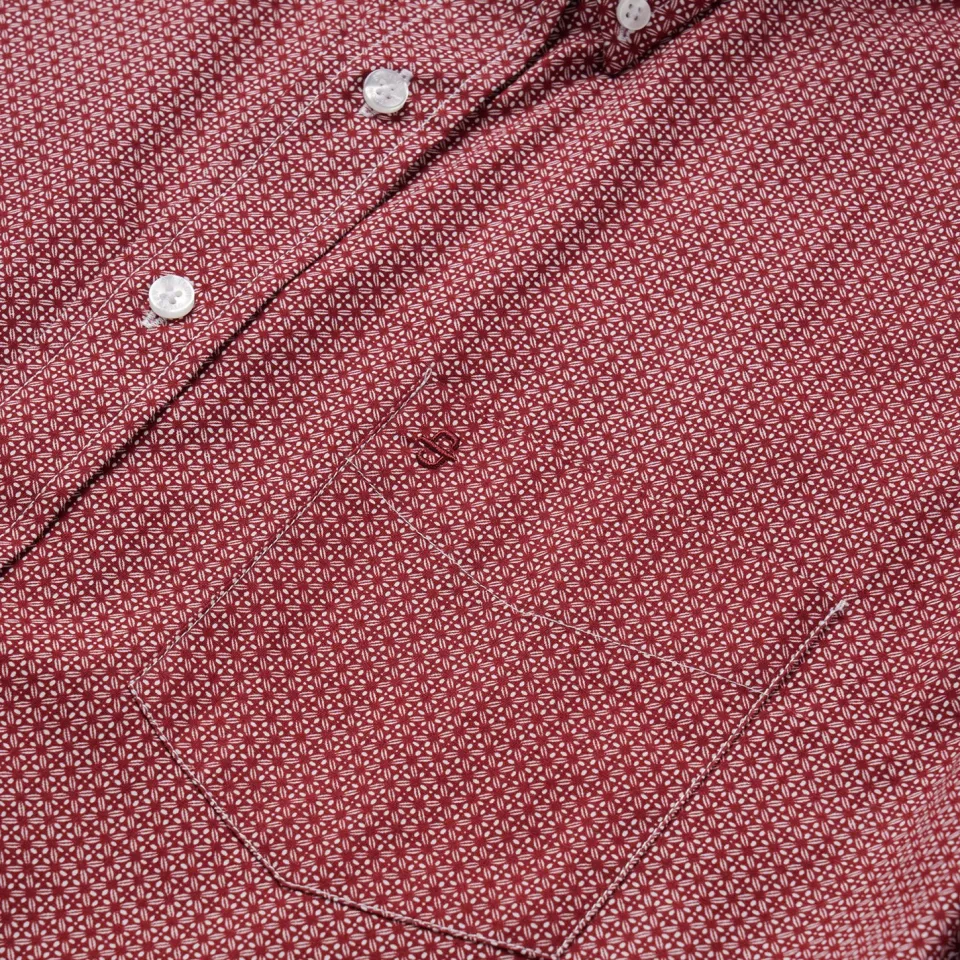 Clearance Stetson Micro Print Button-Front Shirt Red