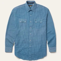 Best Stetson Micro Print Western Shirt Blue