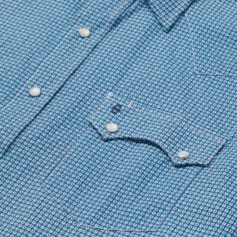 Best Stetson Micro Print Western Shirt Blue