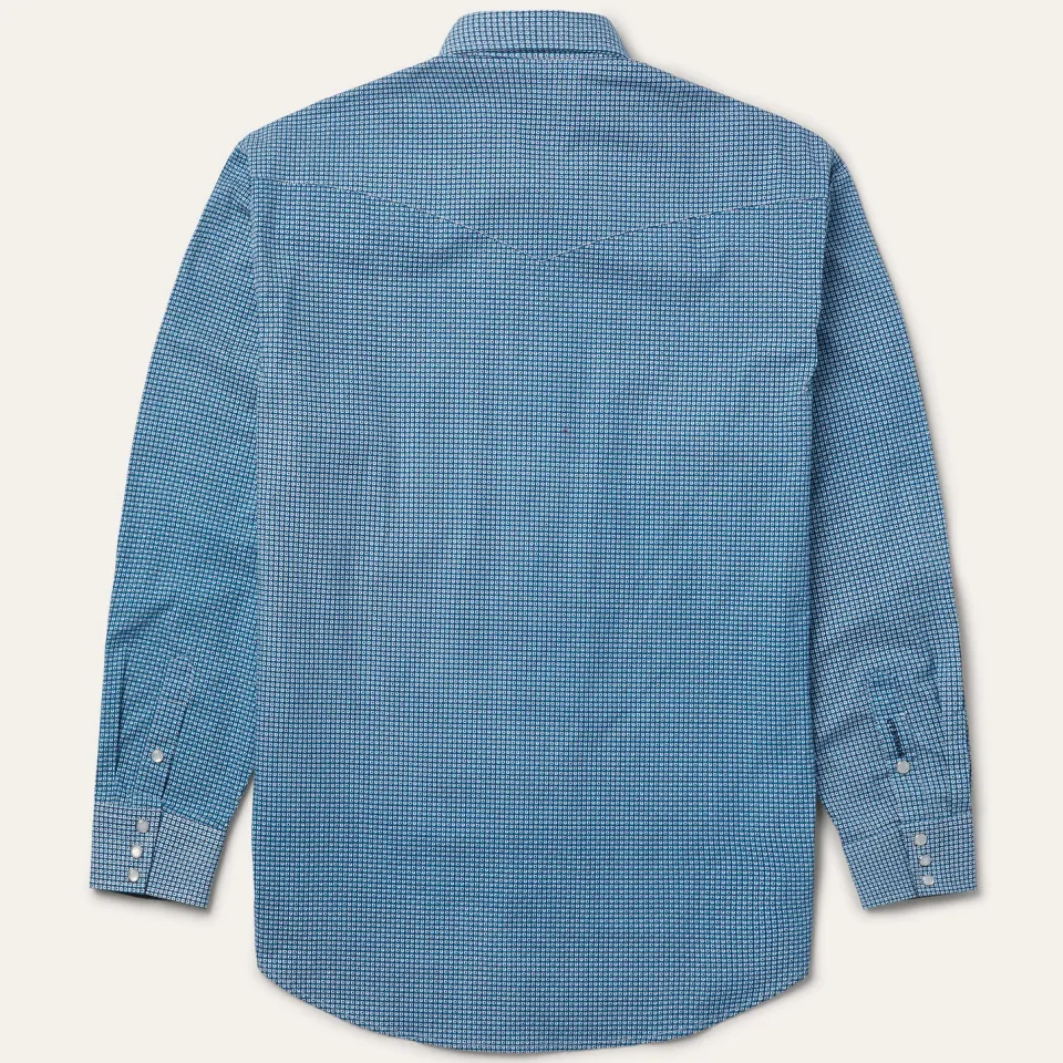 Clearance Stetson Micro Print Western Shirt Blue