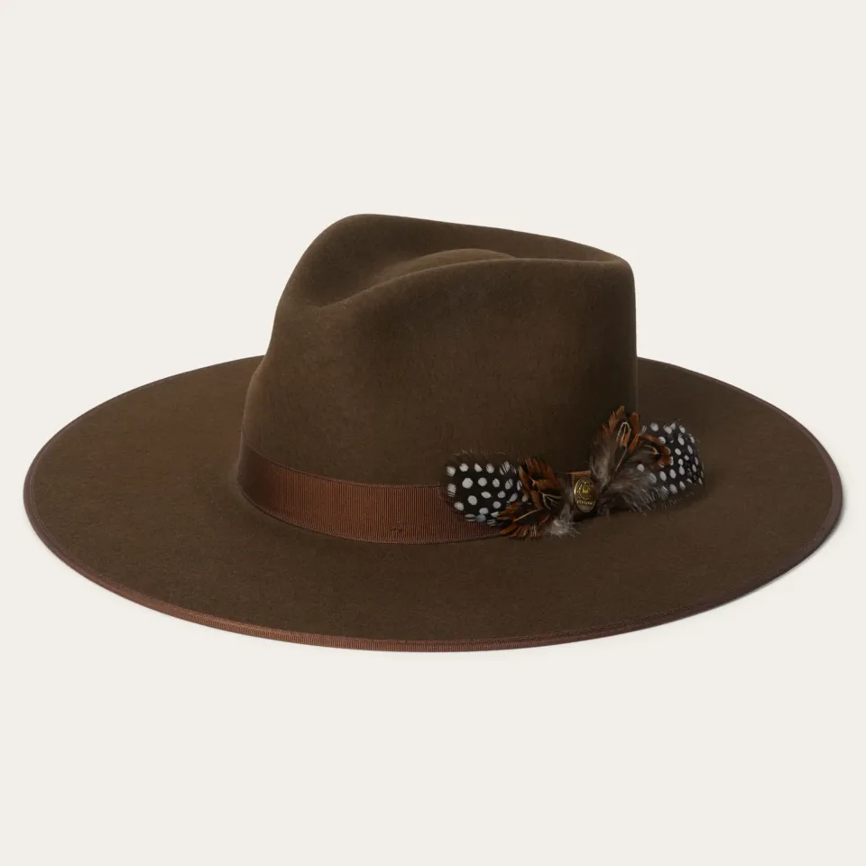 New Stetson Midtown Wide Flat Brim Hat Oak