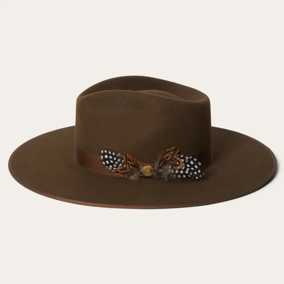 New Stetson Midtown Wide Flat Brim Hat Oak