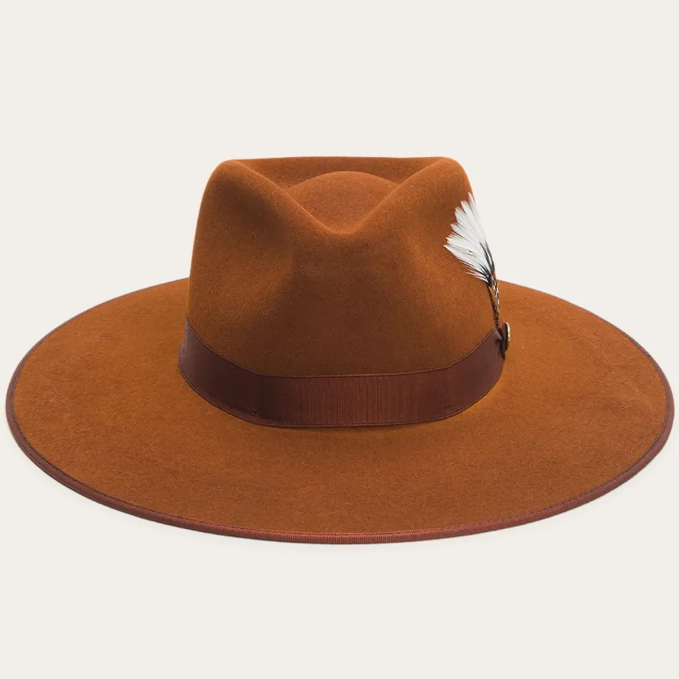 New Stetson Midtown Wide Flat Brim Hat Black