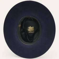 Stetson Midtown Wide Flat Brim Hat Navy