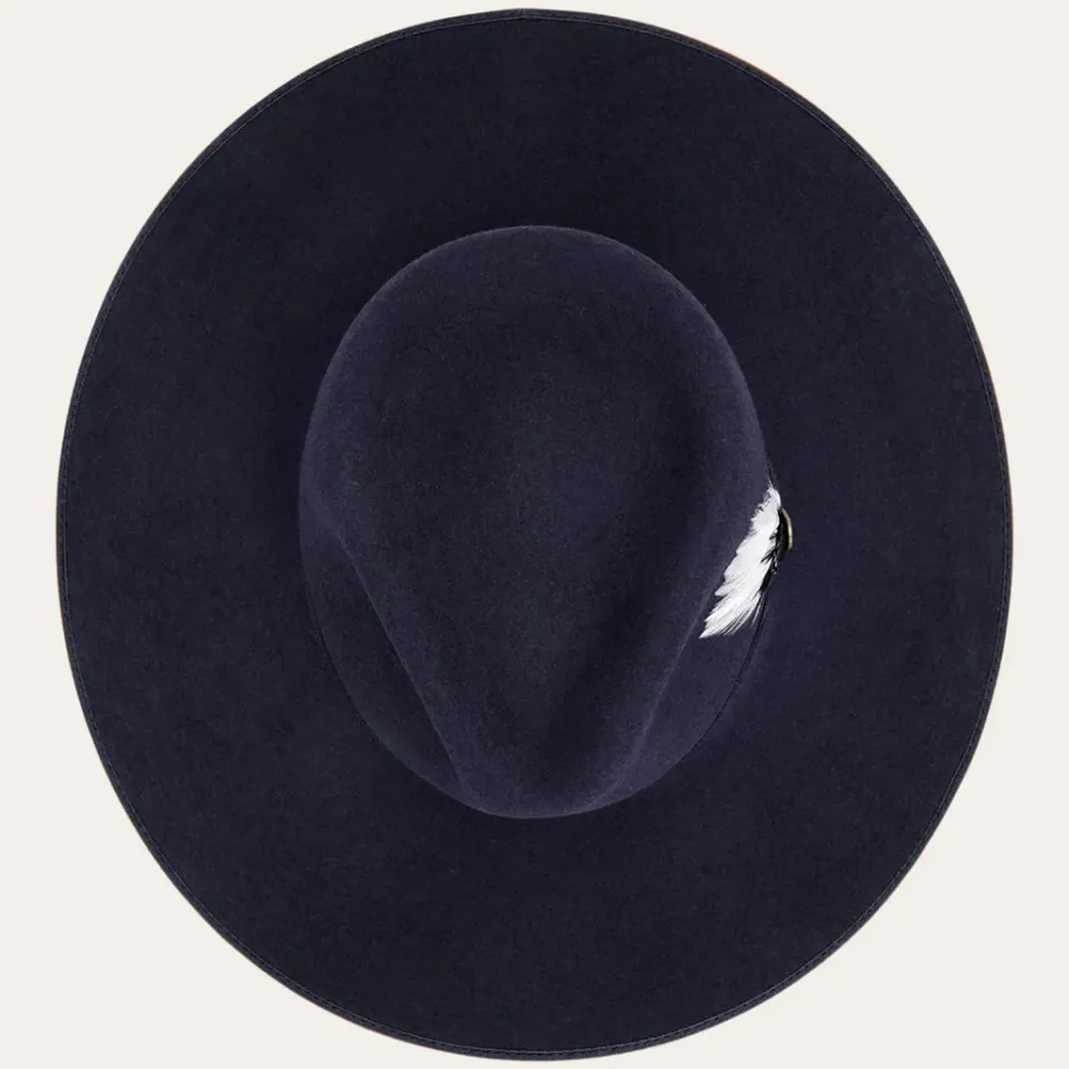 Online Stetson Midtown Wide Flat Brim Hat Navy