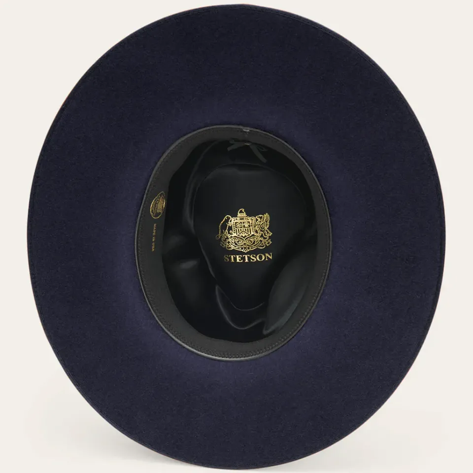 Online Stetson Midtown Wide Flat Brim Hat Navy
