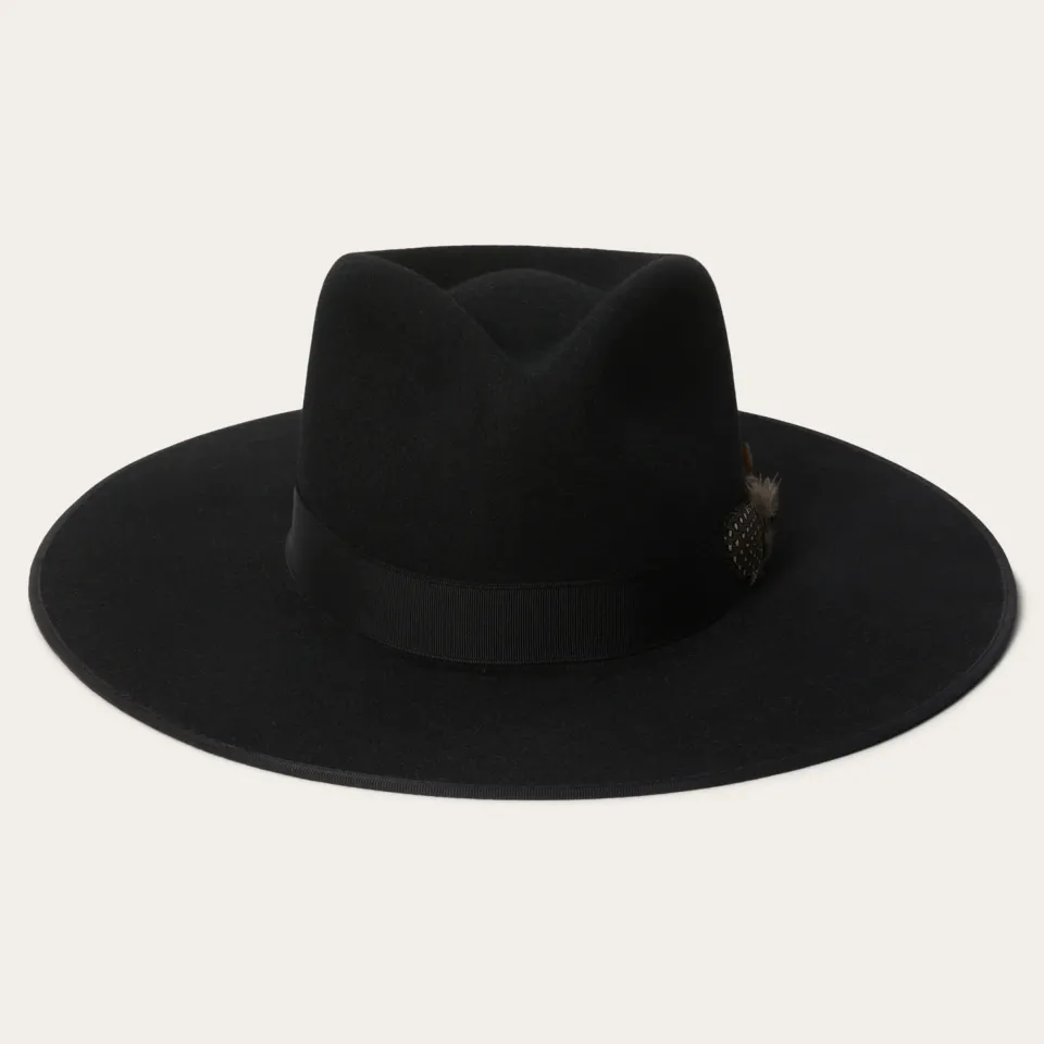 Hot Stetson Midtown Wide Flat Brim Hat Black
