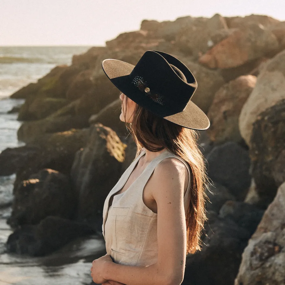 Hot Stetson Midtown Wide Flat Brim Hat Black