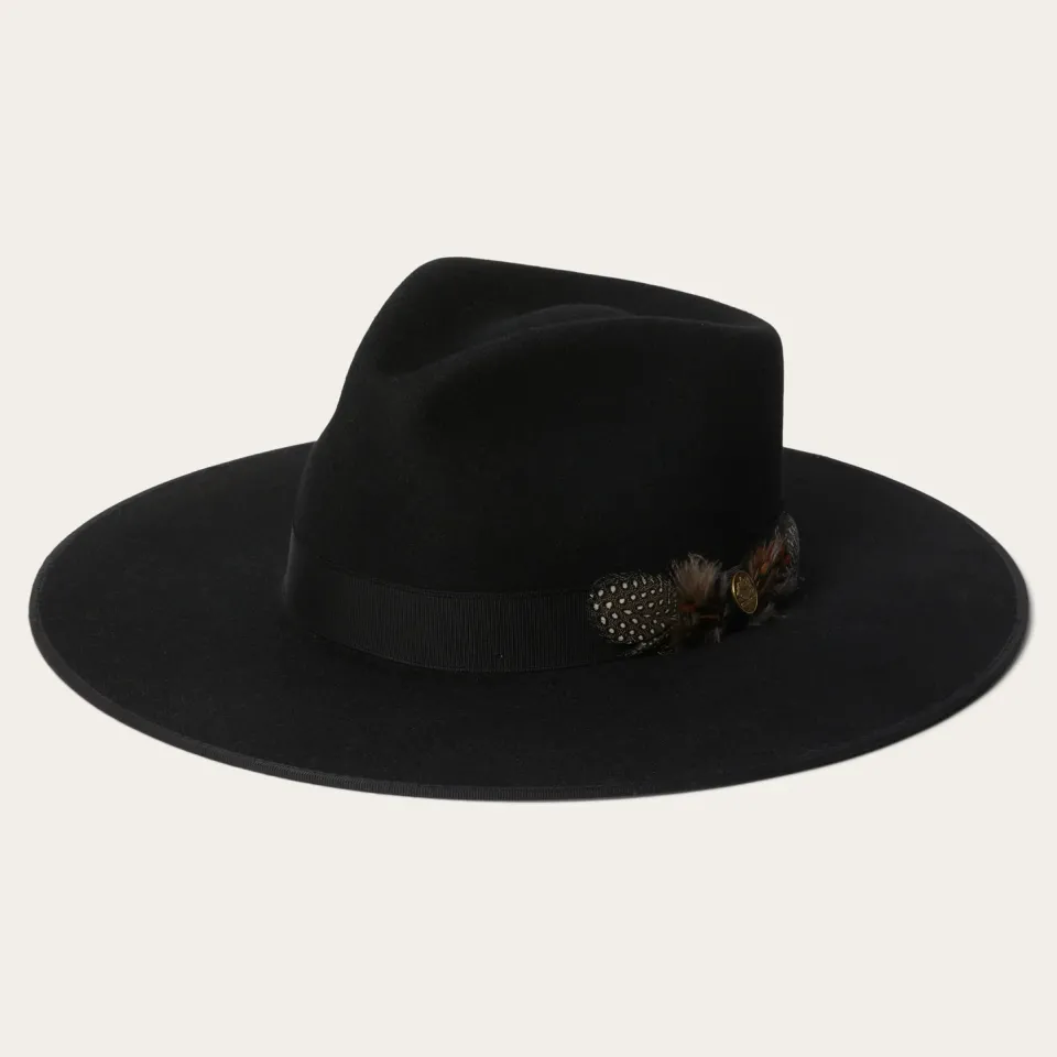 Hot Stetson Midtown Wide Flat Brim Hat Black