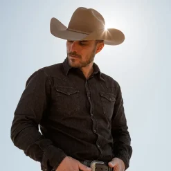 Online Stetson Modern Denim Western Shirt Black