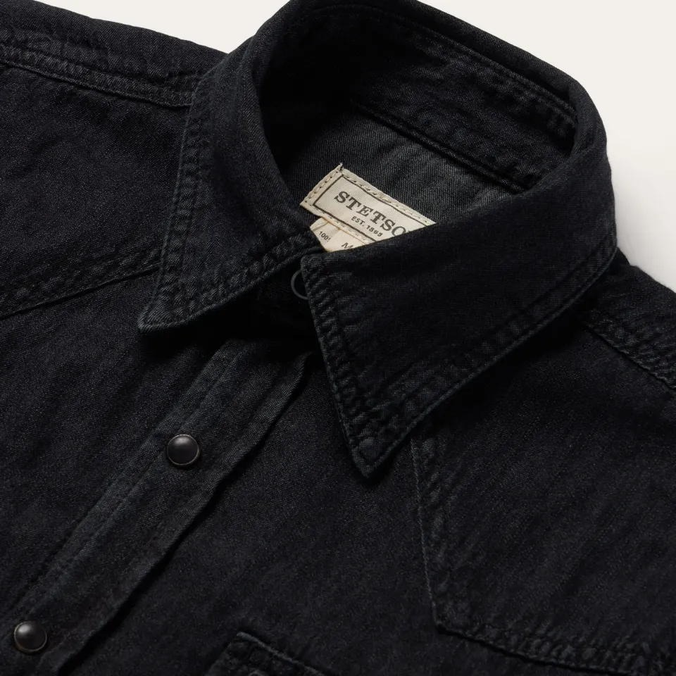 Sale Stetson Modern Denim Western Shirt Black